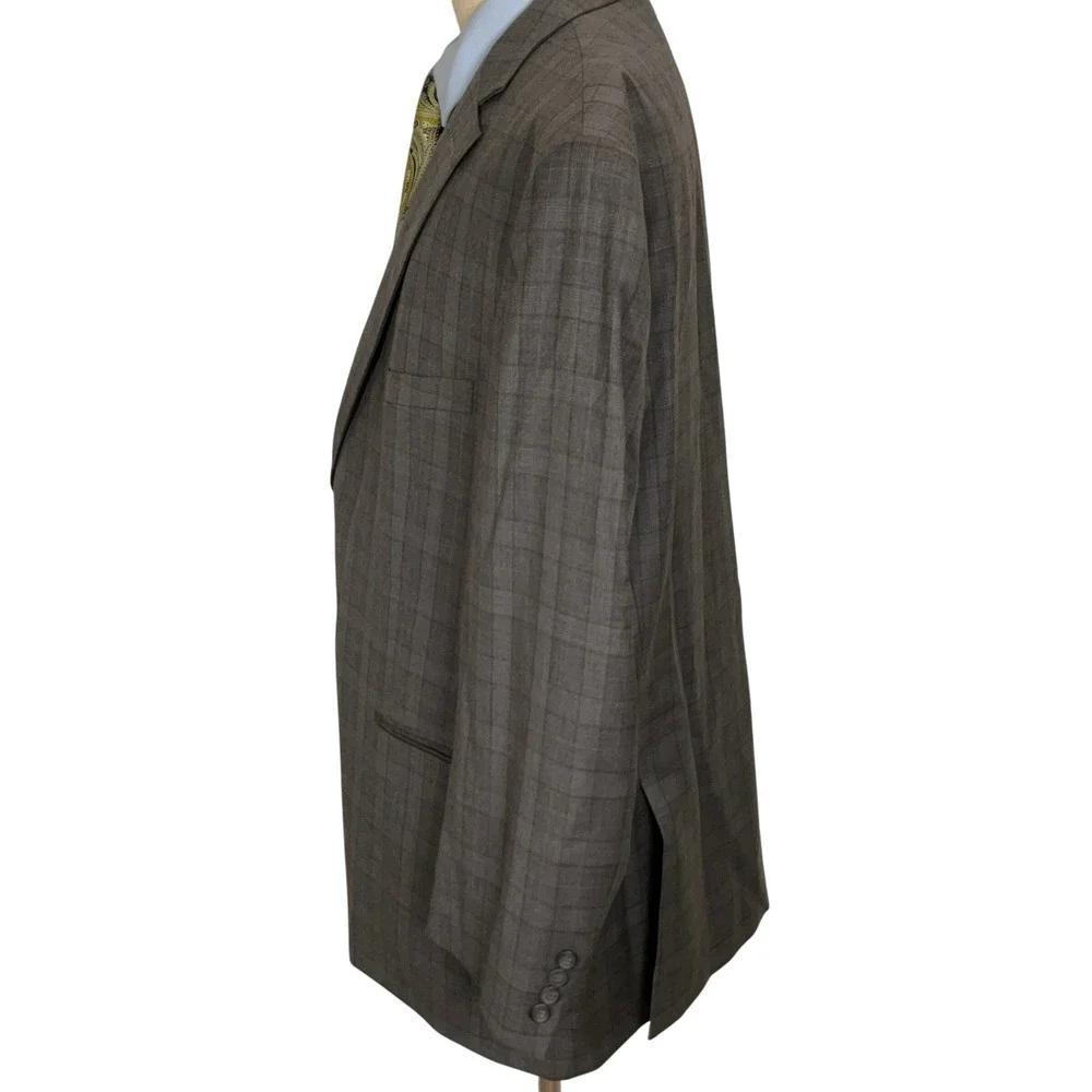 Pronto Uomo Platinum Suit Men 50R Gray Plaid 2 Button Wool Sport‎ Jacket